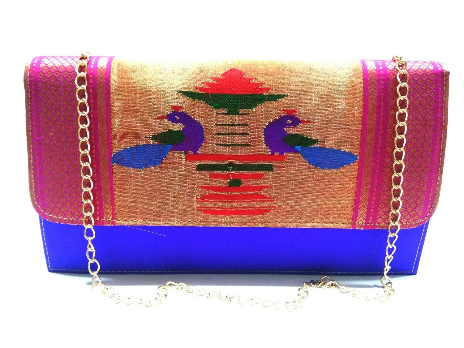 Aretha Paithani Purse, Paithani Clutch, Ethnic Purse for Women, Brocade  Bridal Purse, Peacock Bags, Golden Purse : Amazon.in: Fashion