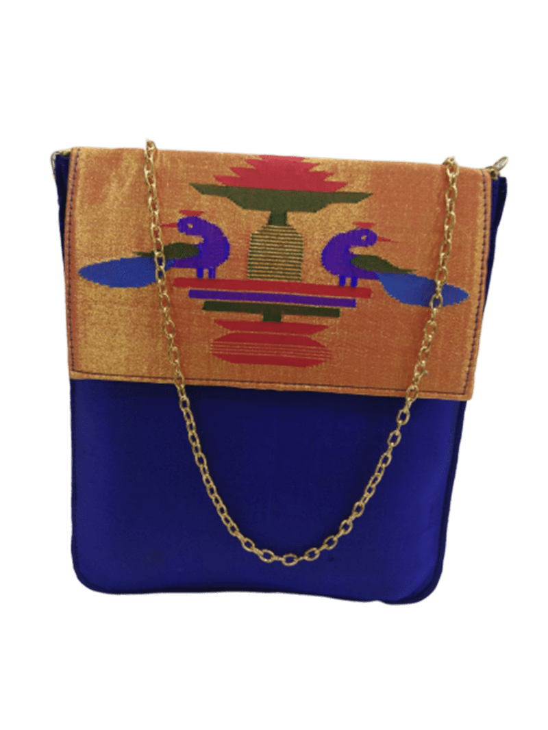 pure paithani sling bag navy blue 1